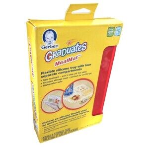 Gerber Graduates Meal Time Silicone Mat Carry Storage Case Red Lid NEW RARE